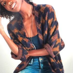 Wool blend open cardigan